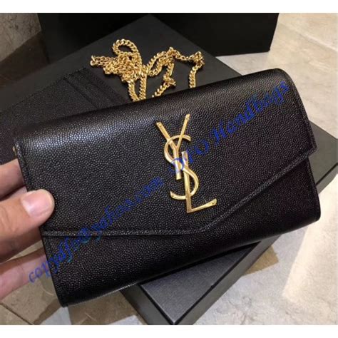 ysl uptown chain wallet in grain de poudre embossed leather